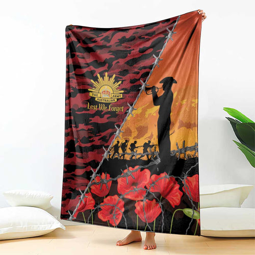 ANZAC Lest We Forget Blanket Australian Army Poppy Tribute