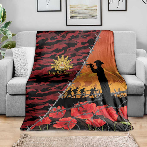 ANZAC Lest We Forget Blanket Australian Army Poppy Tribute