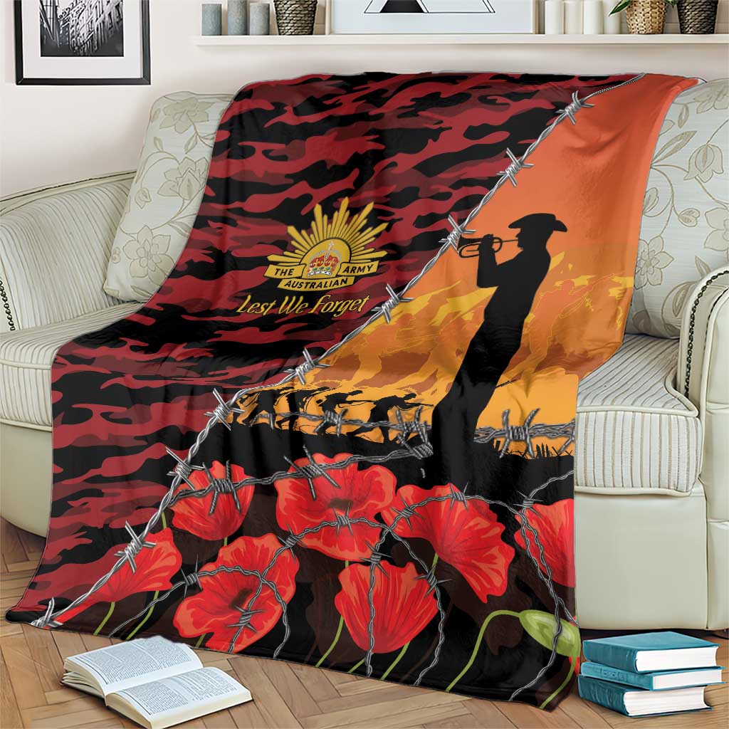 ANZAC Lest We Forget Blanket Australian Army Poppy Tribute