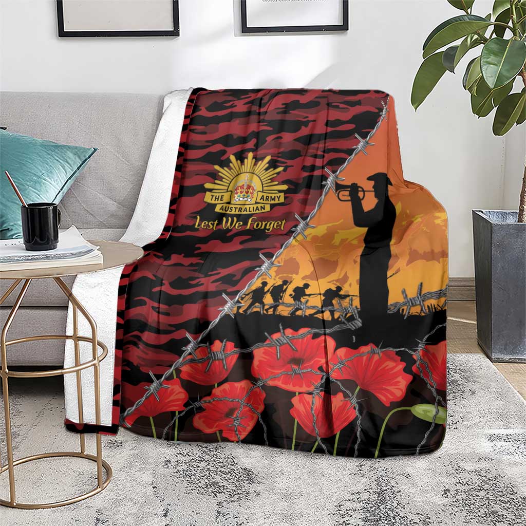 ANZAC Lest We Forget Blanket Australian Army Poppy Tribute
