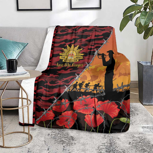 ANZAC Lest We Forget Blanket Australian Army Poppy Tribute