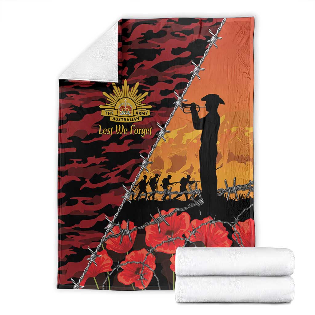 ANZAC Lest We Forget Blanket Australian Army Poppy Tribute