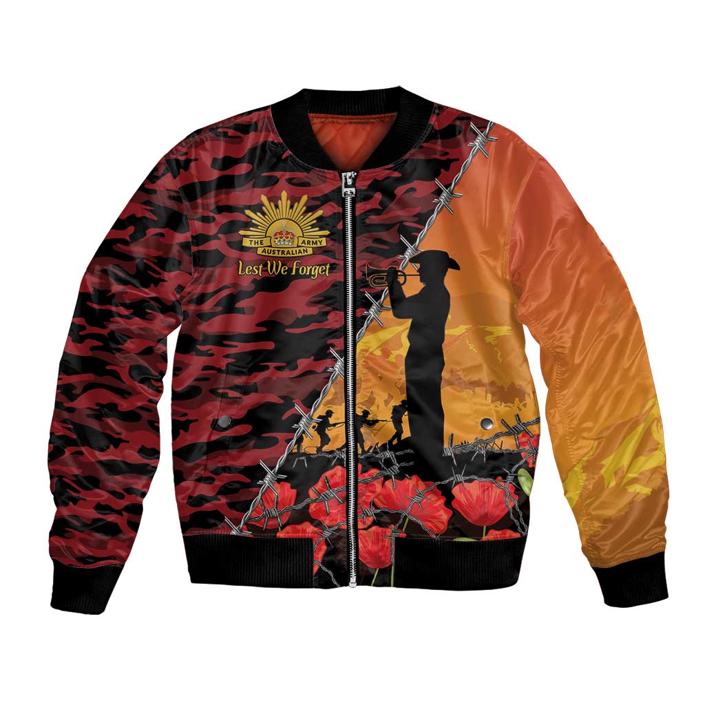 ANZAC Lest We Forget Bomber Jacket Australian Army Poppy Tribute