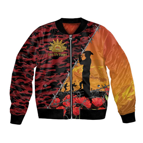 ANZAC Lest We Forget Bomber Jacket Australian Army Poppy Tribute