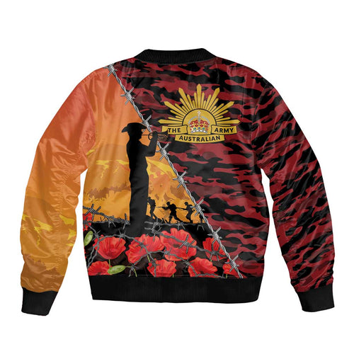 ANZAC Lest We Forget Bomber Jacket Australian Army Poppy Tribute