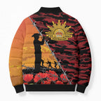 ANZAC Lest We Forget Bomber Puffer Jacket Australian Army Poppy Tribute