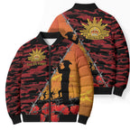 ANZAC Lest We Forget Bomber Puffer Jacket Australian Army Poppy Tribute