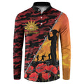 ANZAC Lest We Forget Button Sweatshirt Australian Army Poppy Tribute