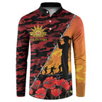 ANZAC Lest We Forget Button Sweatshirt Australian Army Poppy Tribute