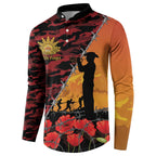 ANZAC Lest We Forget Button Sweatshirt Australian Army Poppy Tribute