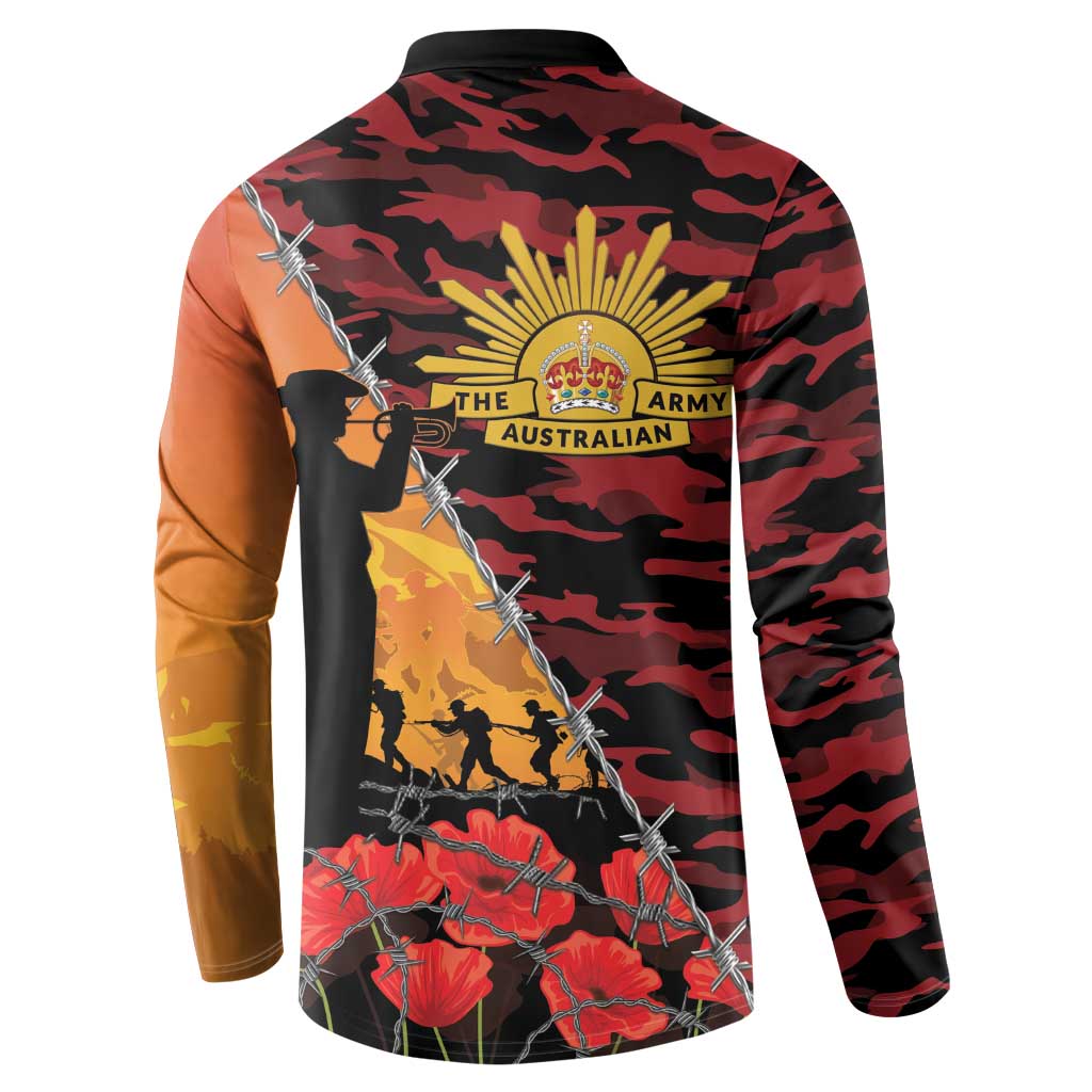 ANZAC Lest We Forget Button Sweatshirt Australian Army Poppy Tribute