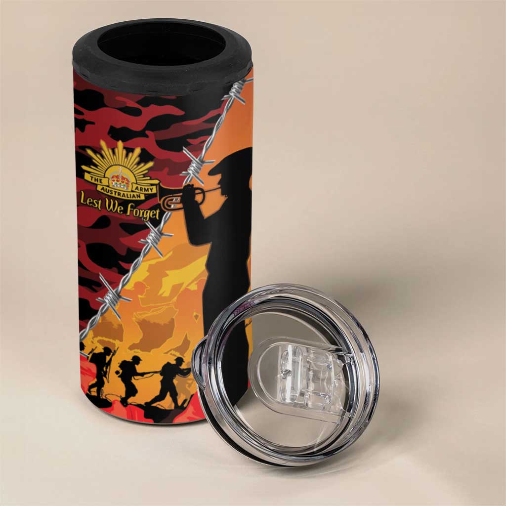 ANZAC Lest We Forget 4 in 1 Can Cooler Tumbler Australian Army Poppy Tribute