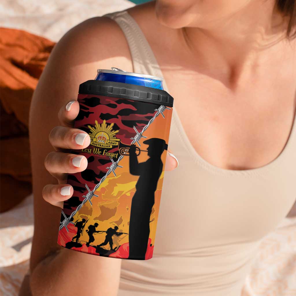 ANZAC Lest We Forget 4 in 1 Can Cooler Tumbler Australian Army Poppy Tribute
