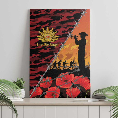 ANZAC Lest We Forget Canvas Wall Art Australian Army Poppy Tribute