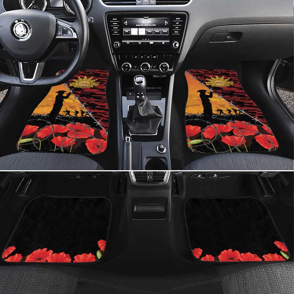 ANZAC Lest We Forget Car Mats Australian Army Poppy Tribute