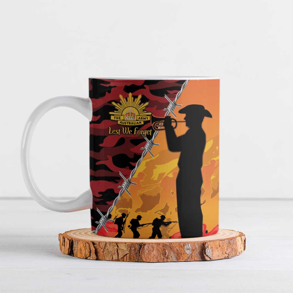 ANZAC Lest We Forget Ceramic Mug Australian Army Poppy Tribute