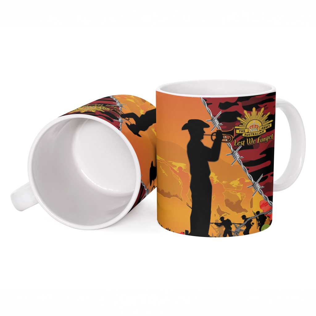 ANZAC Lest We Forget Ceramic Mug Australian Army Poppy Tribute