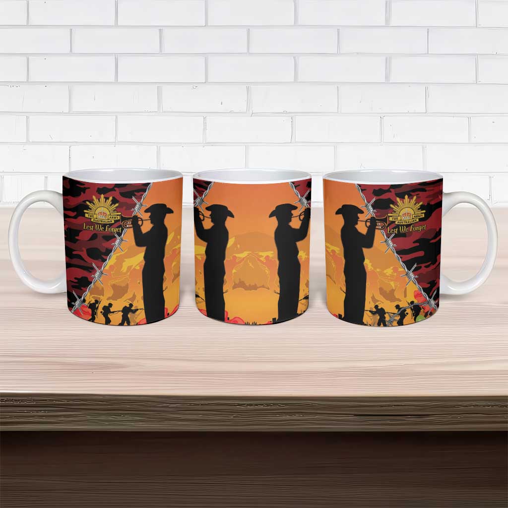 ANZAC Lest We Forget Ceramic Mug Australian Army Poppy Tribute