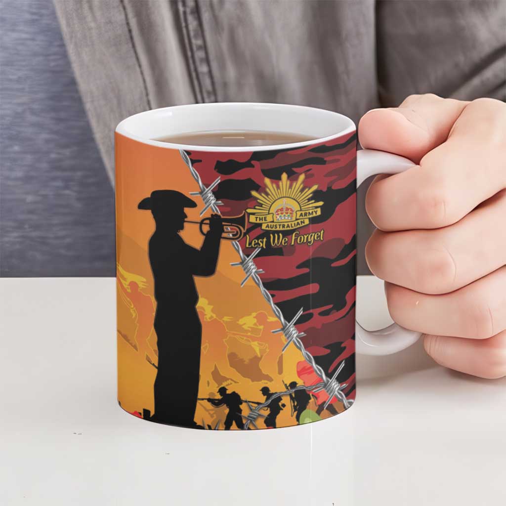 ANZAC Lest We Forget Ceramic Mug Australian Army Poppy Tribute