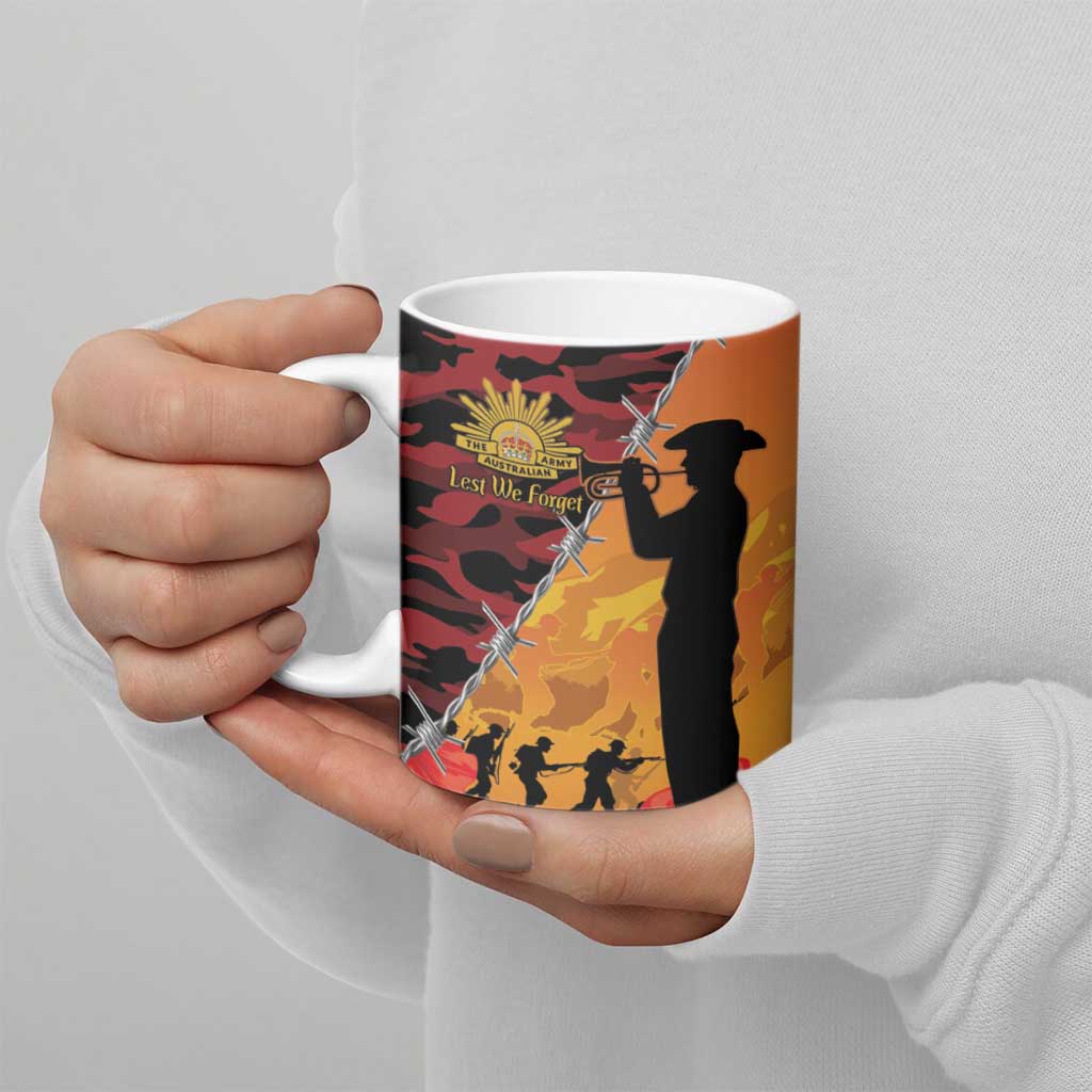 ANZAC Lest We Forget Ceramic Mug Australian Army Poppy Tribute