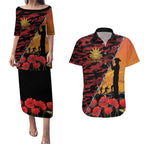 ANZAC Lest We Forget Couples Matching Puletasi and Hawaiian Shirt Australian Army Poppy Tribute