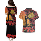 ANZAC Lest We Forget Couples Matching Puletasi and Hawaiian Shirt Australian Army Poppy Tribute