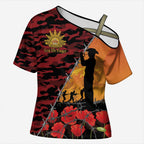 ANZAC Lest We Forget Cross Shoulder Shirt Australian Army Poppy Tribute