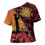 ANZAC Lest We Forget Cross Shoulder Shirt Australian Army Poppy Tribute