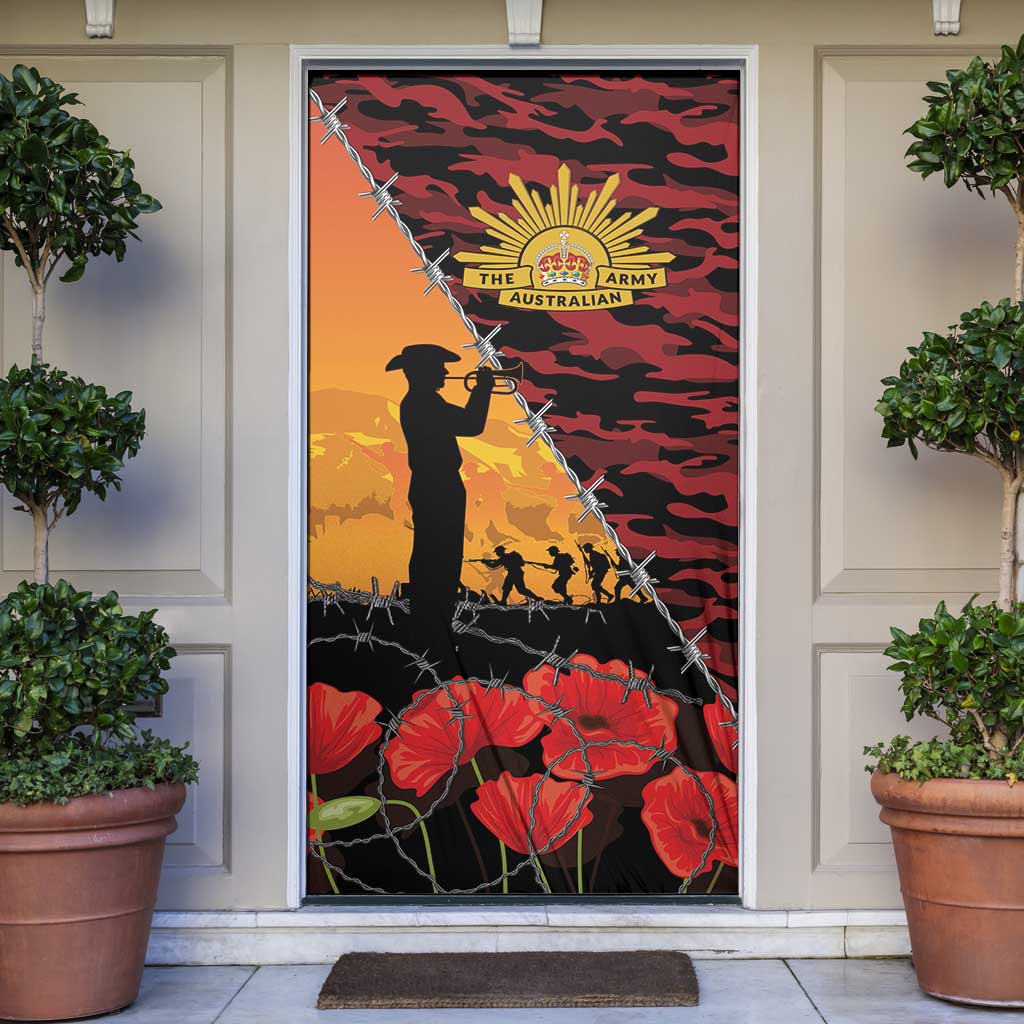 ANZAC Lest We Forget Door Cover Australian Army Poppy Tribute