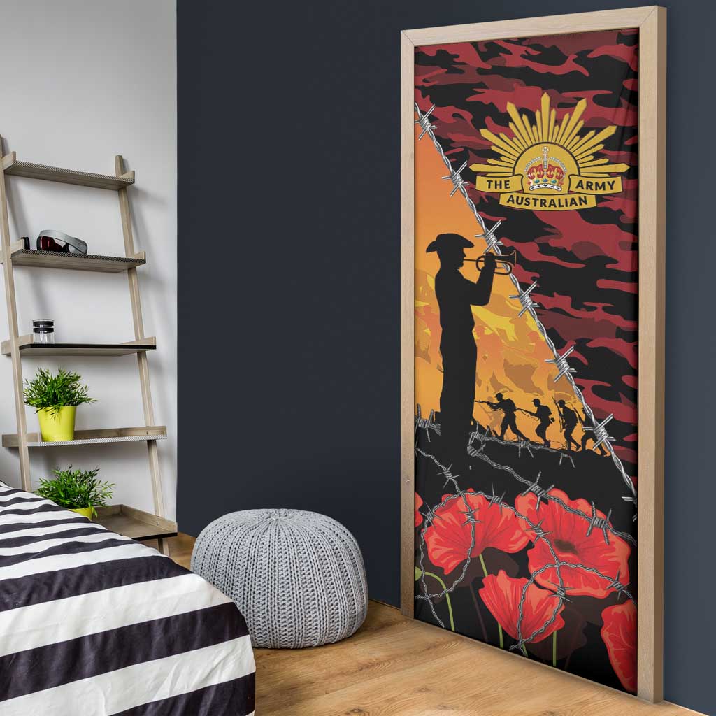 ANZAC Lest We Forget Door Cover Australian Army Poppy Tribute