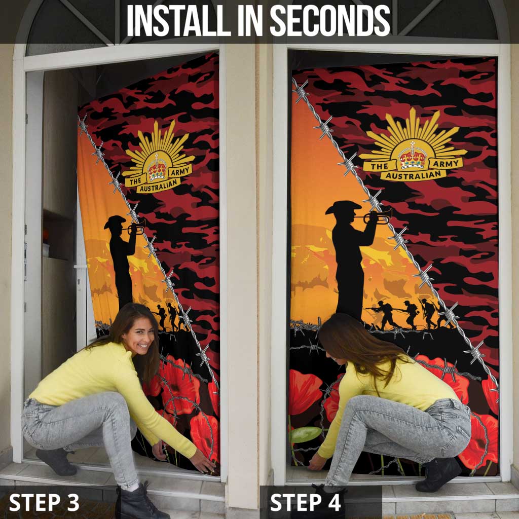 ANZAC Lest We Forget Door Cover Australian Army Poppy Tribute
