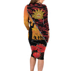 ANZAC Lest We Forget Family Matching Long Sleeve Bodycon Dress and Hawaiian Shirt Australian Army Poppy Tribute