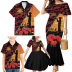 ANZAC Lest We Forget Family Matching Mermaid Dress and Hawaiian Shirt Australian Army Poppy Tribute