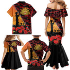 ANZAC Lest We Forget Family Matching Mermaid Dress and Hawaiian Shirt Australian Army Poppy Tribute