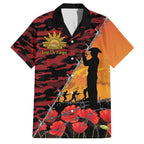 ANZAC Lest We Forget Family Matching Off Shoulder Maxi Dress and Hawaiian Shirt Australian Army Poppy Tribute