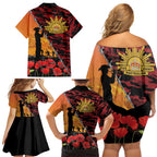 ANZAC Lest We Forget Family Matching Off Shoulder Short Dress and Hawaiian Shirt Australian Army Poppy Tribute