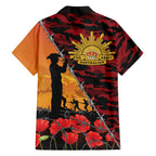ANZAC Lest We Forget Family Matching Off Shoulder Short Dress and Hawaiian Shirt Australian Army Poppy Tribute