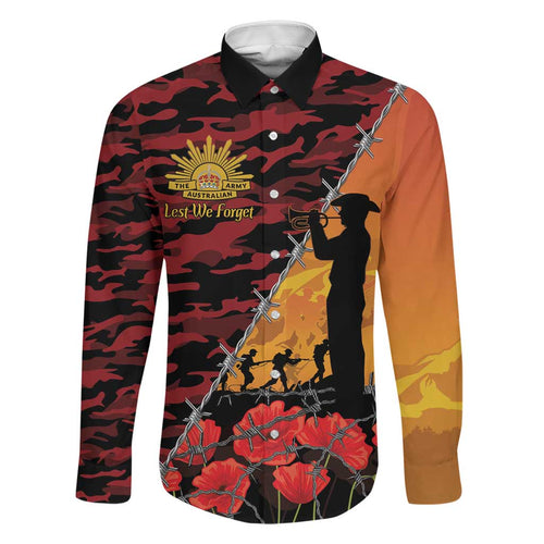ANZAC Lest We Forget Family Matching Off Shoulder Short Dress and Hawaiian Shirt Australian Army Poppy Tribute