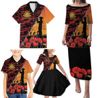 ANZAC Lest We Forget Family Matching Puletasi and Hawaiian Shirt Australian Army Poppy Tribute