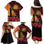 ANZAC Lest We Forget Family Matching Puletasi and Hawaiian Shirt Australian Army Poppy Tribute