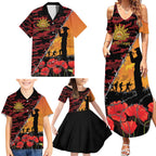 ANZAC Lest We Forget Family Matching Summer Maxi Dress and Hawaiian Shirt Australian Army Poppy Tribute