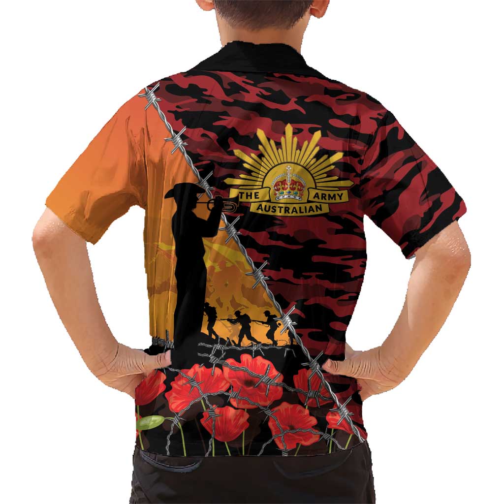 ANZAC Lest We Forget Family Matching Summer Maxi Dress and Hawaiian Shirt Australian Army Poppy Tribute