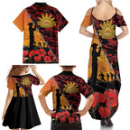 ANZAC Lest We Forget Family Matching Summer Maxi Dress and Hawaiian Shirt Australian Army Poppy Tribute