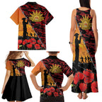 ANZAC Lest We Forget Family Matching Tank Maxi Dress and Hawaiian Shirt Australian Army Poppy Tribute