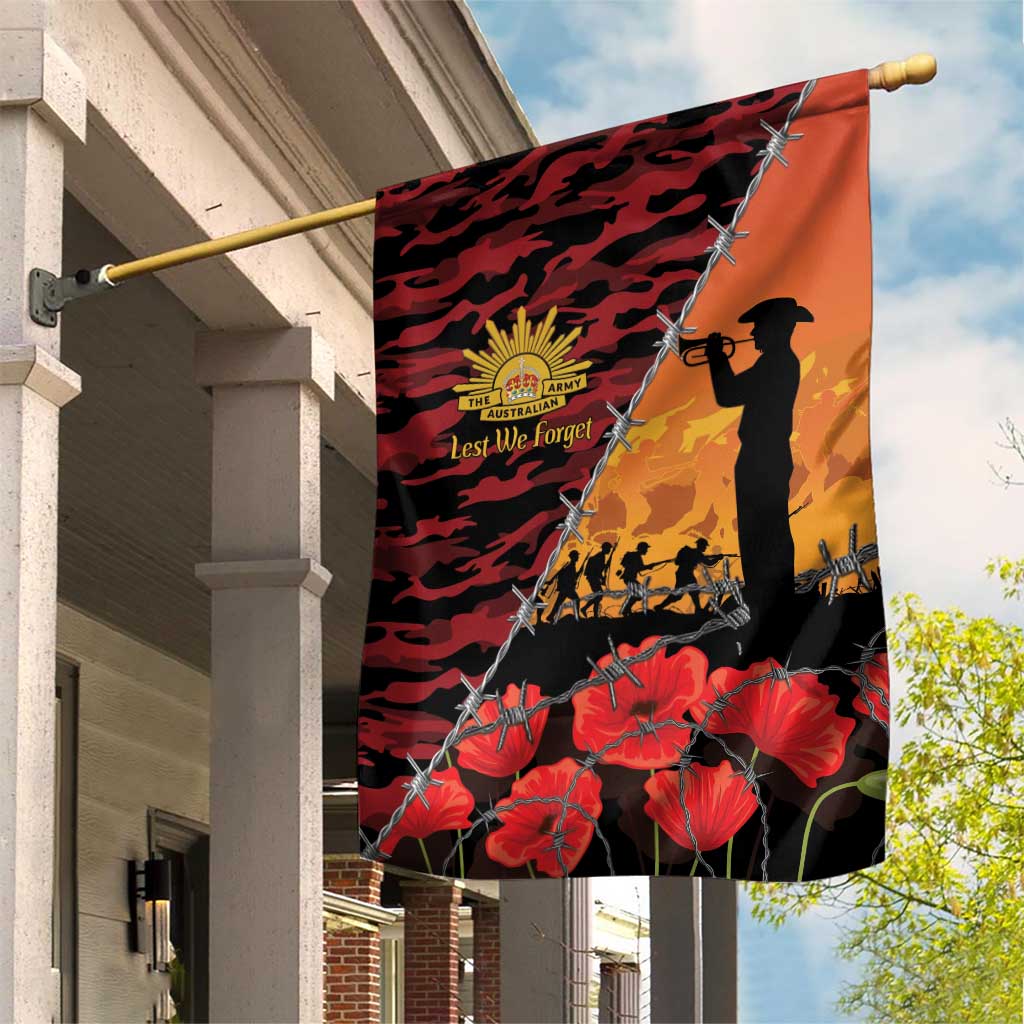 ANZAC Lest We Forget Garden Flag Australian Army Poppy Tribute