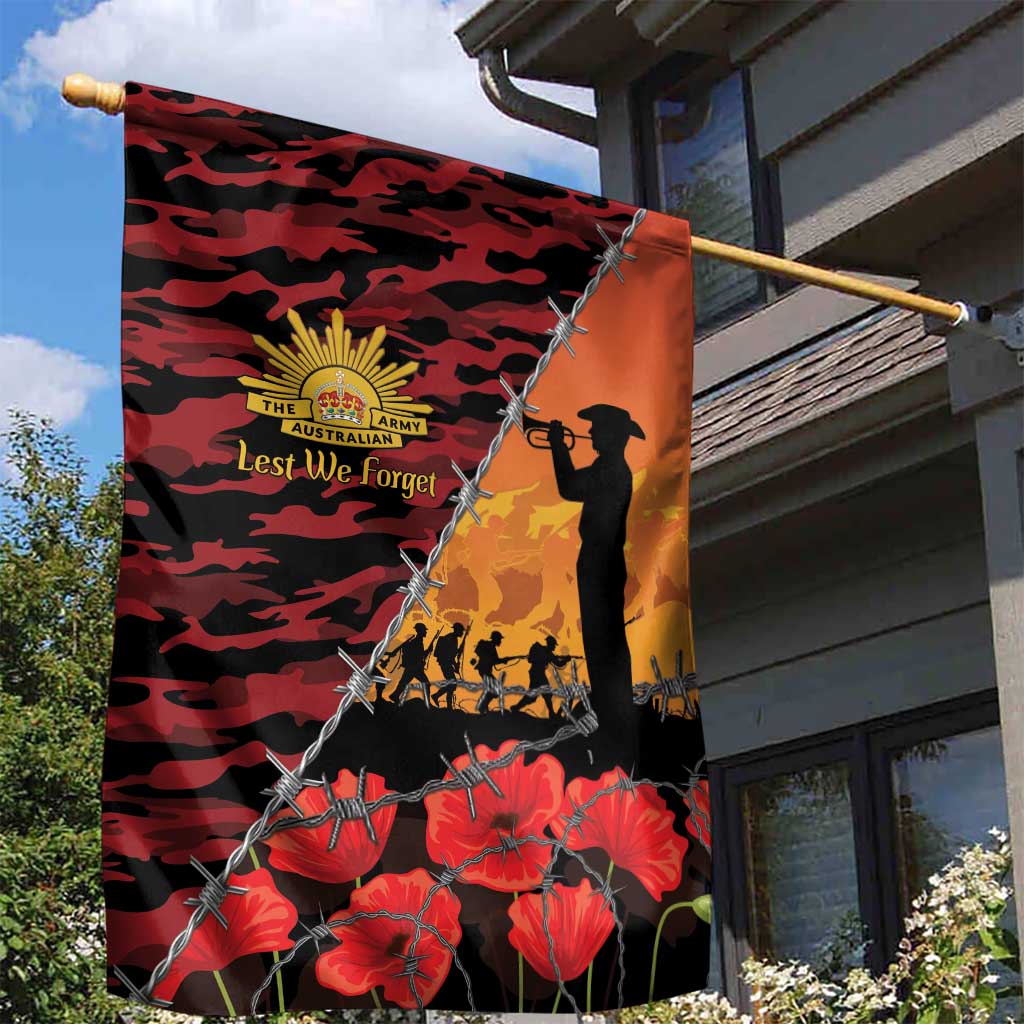 ANZAC Lest We Forget Garden Flag Australian Army Poppy Tribute