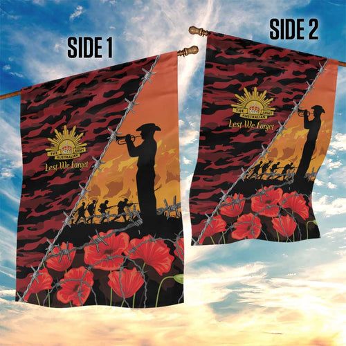 ANZAC Lest We Forget Garden Flag Australian Army Poppy Tribute