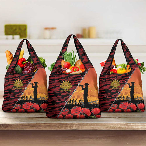 ANZAC Lest We Forget Grocery Bag Australian Army Poppy Tribute