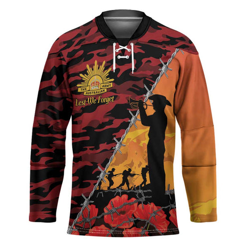 ANZAC Lest We Forget Hockey Jersey Australian Army Poppy Tribute