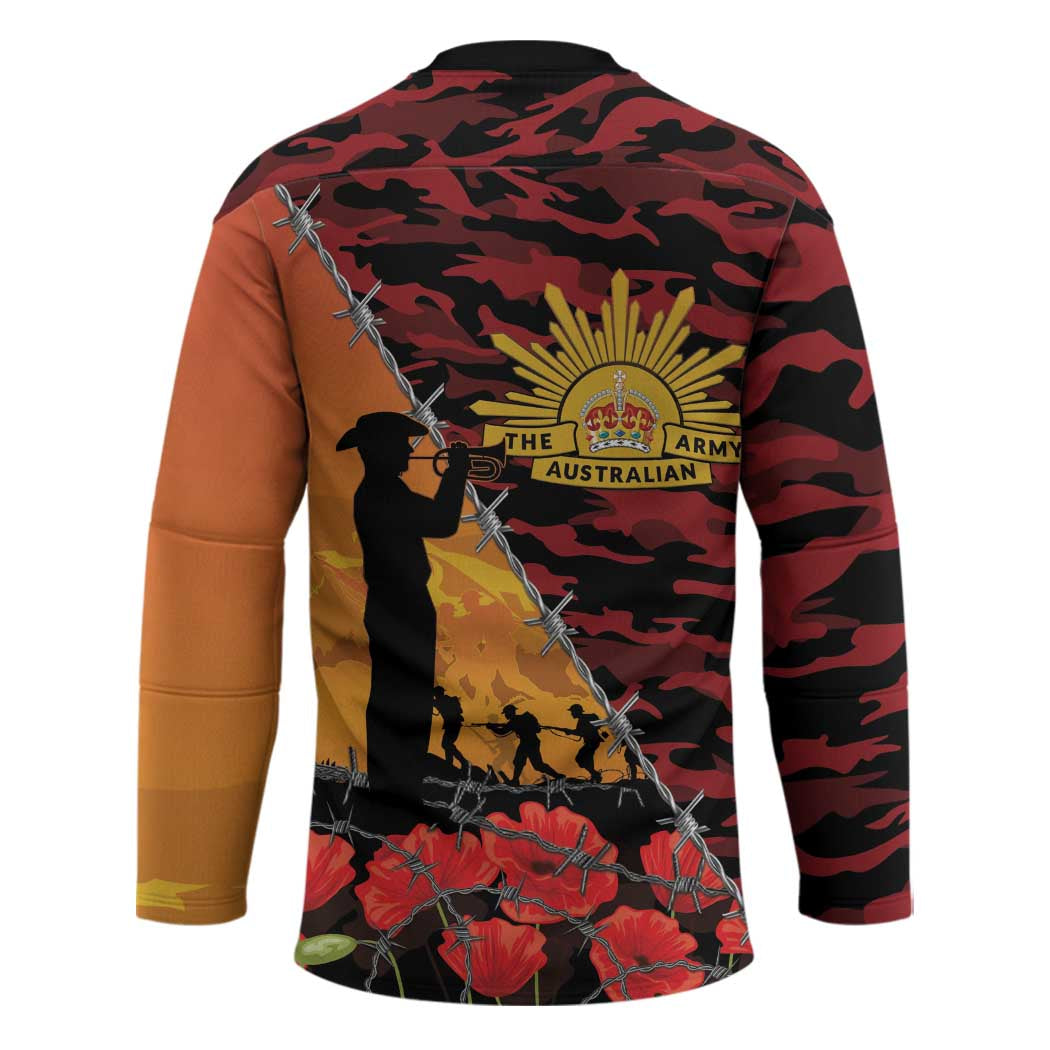 ANZAC Lest We Forget Hockey Jersey Australian Army Poppy Tribute